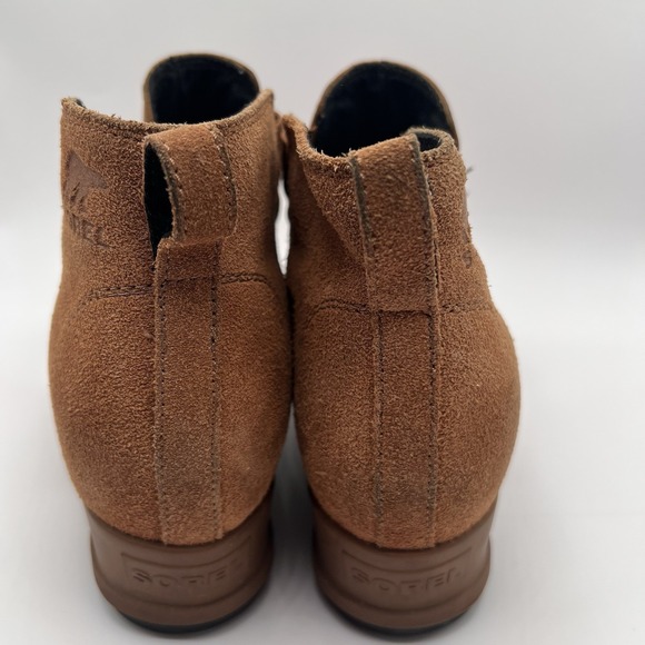 Sorel Womens Evie Boot Shoes II 10 Hidden Wedge Heel Brown Suede Chelsea Leather - Picture 5 of 8